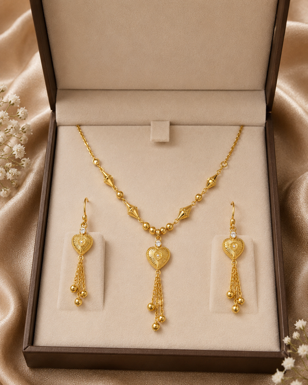 Elegant Heart Tassel Necklace Set