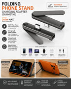 240W USB-C Foldable Stand Adapter — 2-in-1 Fast Charging & Phone Stand