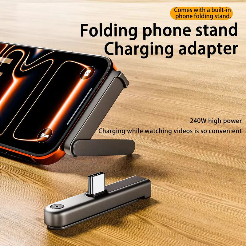 240W USB-C Foldable Stand Adapter — 2-in-1 Fast Charging & Phone Stand
